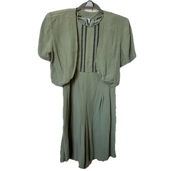 Vintage Joseph Ribkoff Romper Womens Petite Sage Green Bolero Jacket 90s - Picture 1 of 16
